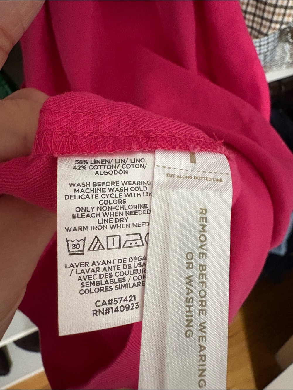 LOFT linen/cotton blend hot pink bottom down dress. NWT size 8 - Picture 5 of 5